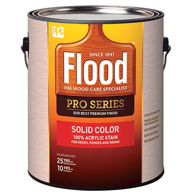 FLOOD - Flood Pro Series Solid Satin White Pastel Base Acrylic Wood Stain 1 gal - Case of 4