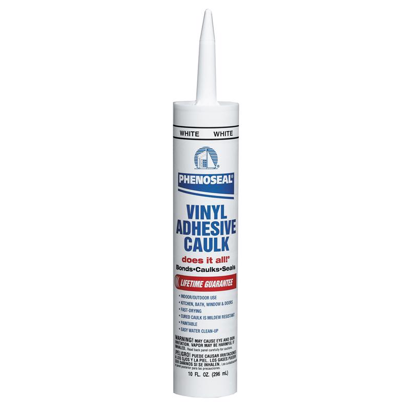 PHENOSEAL - Phenoseal Does It All White Vinyl Kitchen and Bath Adhesive Caulk 10 oz - Case of 12