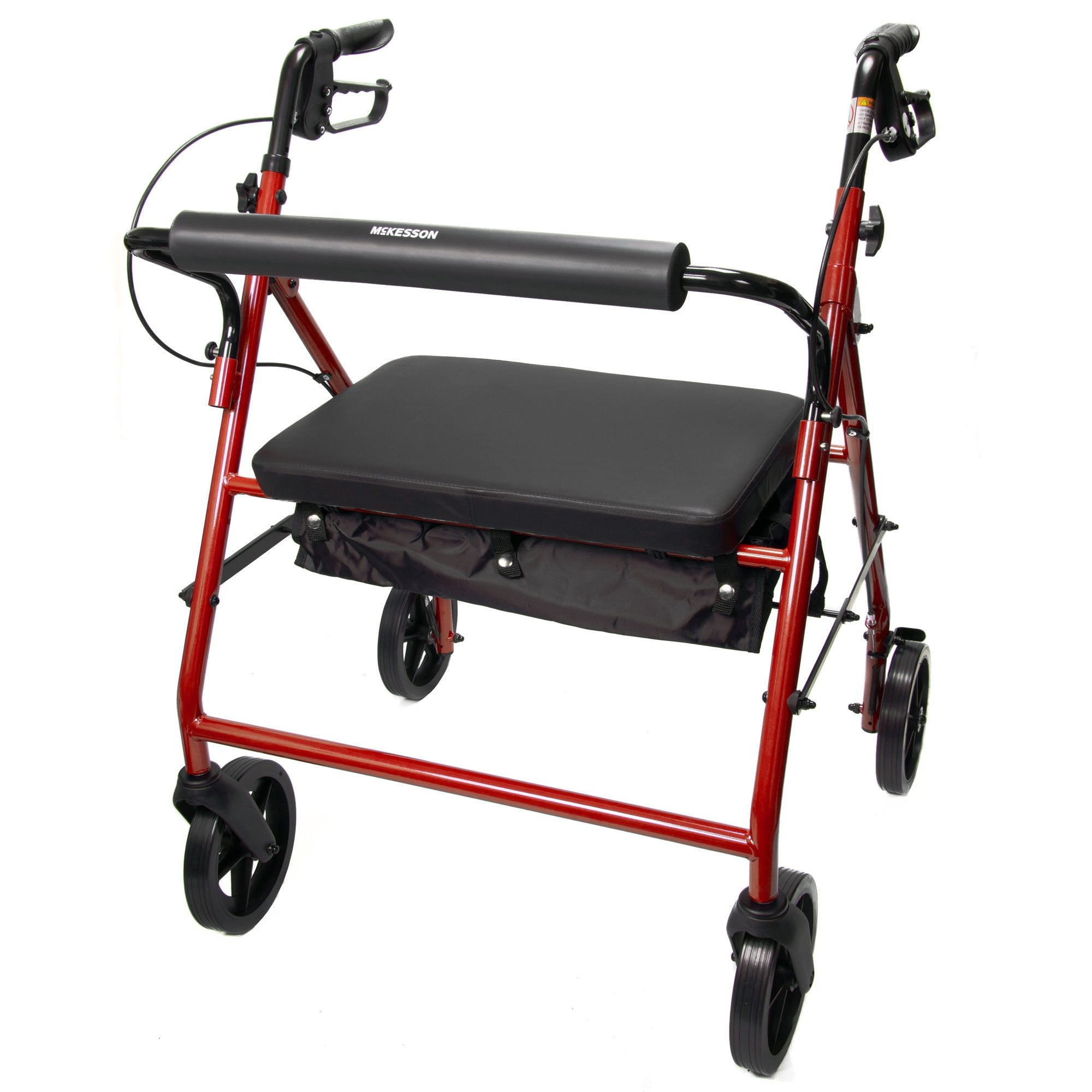 McKesson Brand - Bariatric 4 Wheel Rollator McKesson Red Adjustable Height / Heavy Duty / Folding Steel Frame [1/EA]