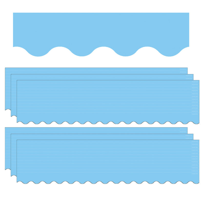 TEACHER CREATED RESOURCES - Light Blue Scalloped Border Trim, 35 Feet Per Pack, 6 Packs