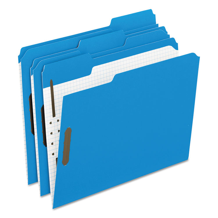 Pendaflex - Colored Classification Folders with Embossed Fasteners, 2 Fasteners, Letter Size, Blue Exterior, 50/Box