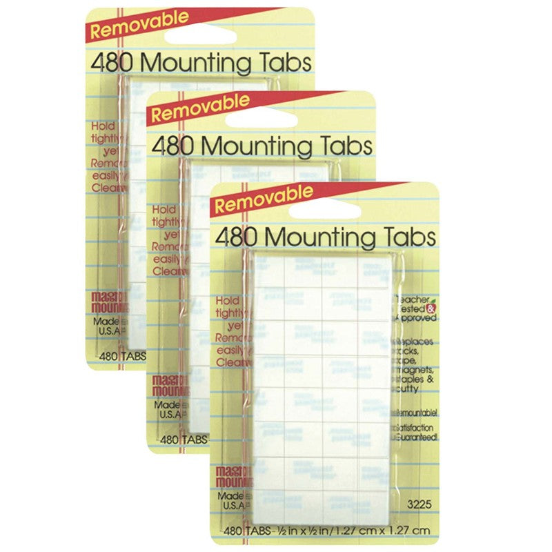 MAGIC-MOUNTS - Removable Tabs, 0.5" x 0.5", 480 Per Pack, 3 Packs