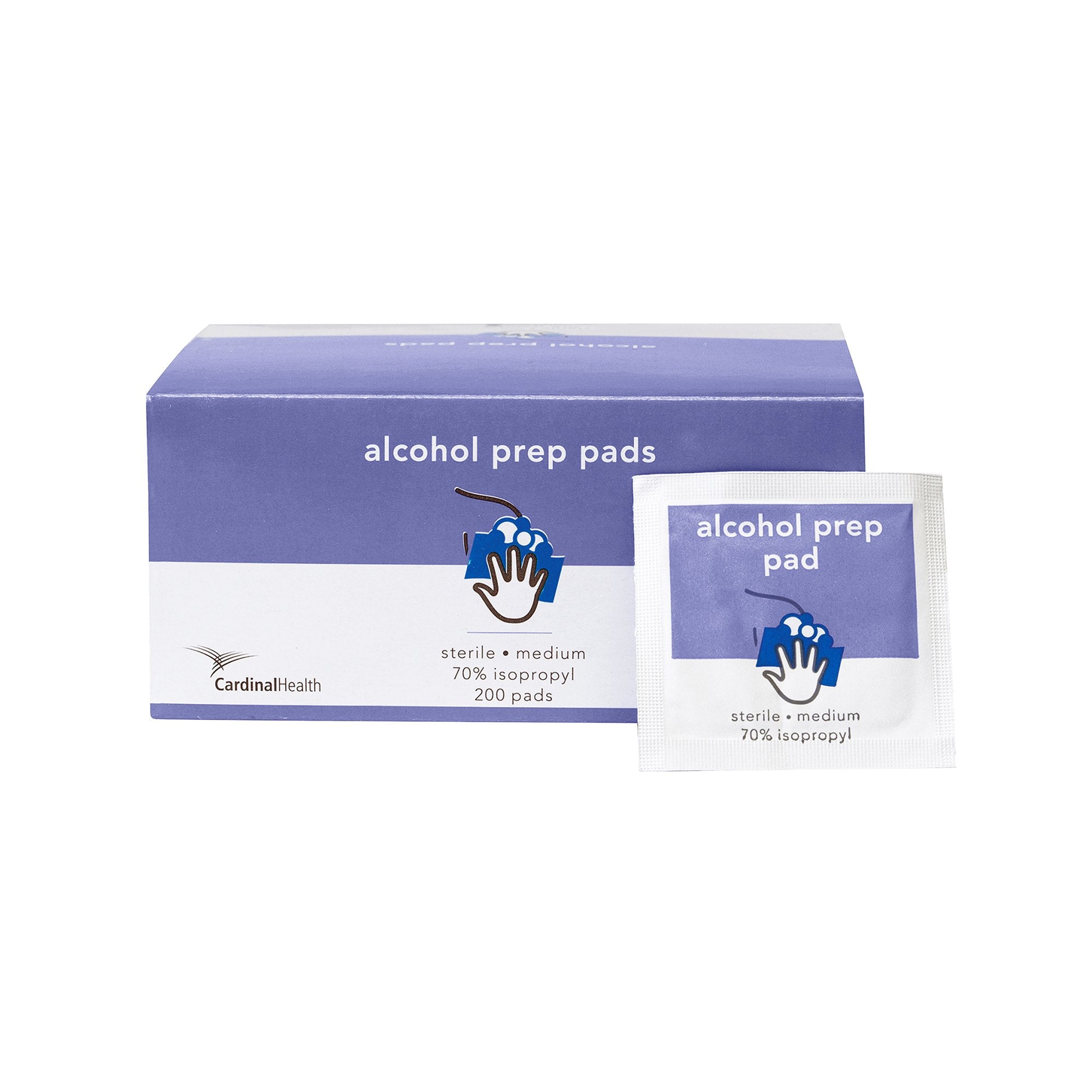 Cardinal - Alcohol Prep Pad Cardinal Health 70% Strength Isopropyl Alcohol Individual Packet Medium Sterile [200/BX]