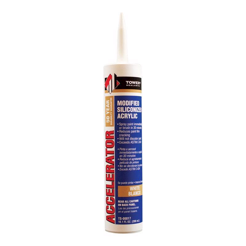 TOWER SEALANTS - Tower Sealants Accelerator White Modified Siliconized Acrylic Sealant 10.1 oz - Case of 12