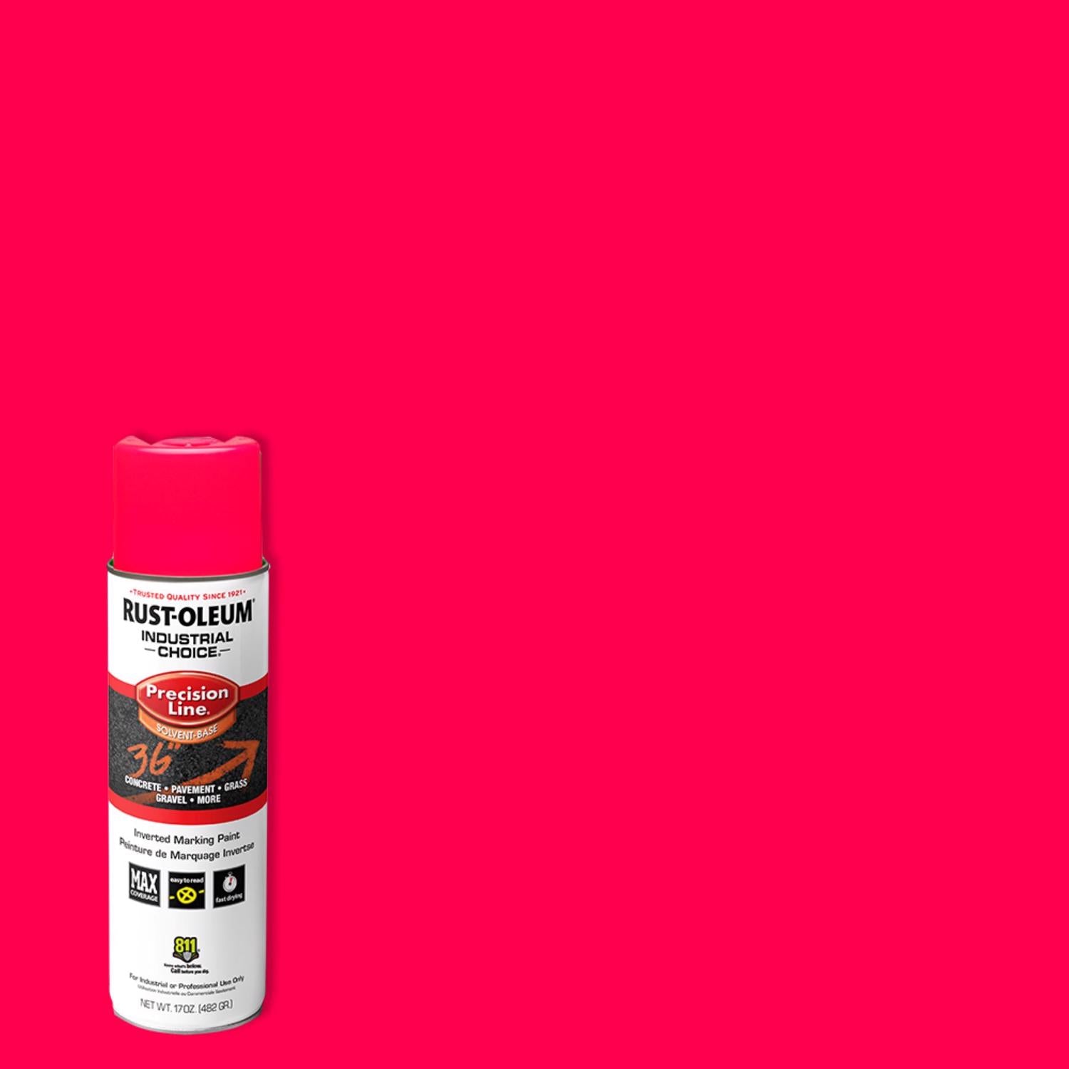 Rust-Oleum Industrial Choice Fluorescent Pink Inverted Marking Paint 17 oz - Case of 6