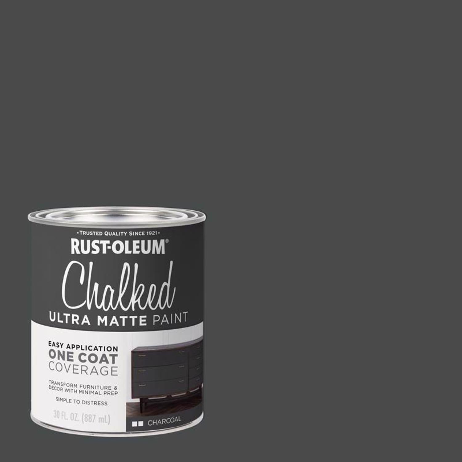 Rust-Oleum Chalked Ultra Matte Charcoal Water-Based Acrylic Chalk Paint 30 oz - Case of 2