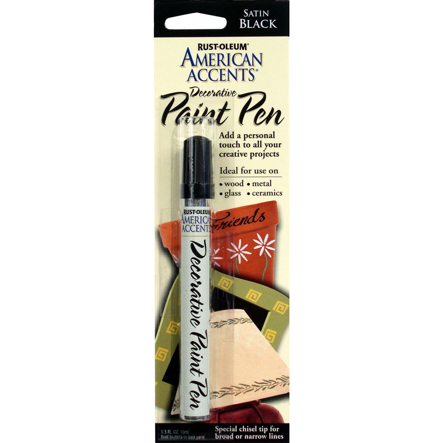 Rust-Oleum American Accents Satin Black Paint Pen Exterior and Interior 0.3 oz - Case of 6