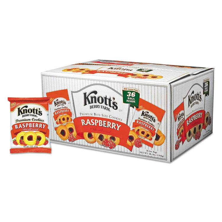 Knott's Berry Farm - Premium Berry Jam Shortbread Cookies, Raspberry, 2 oz Pack, 36/Carton