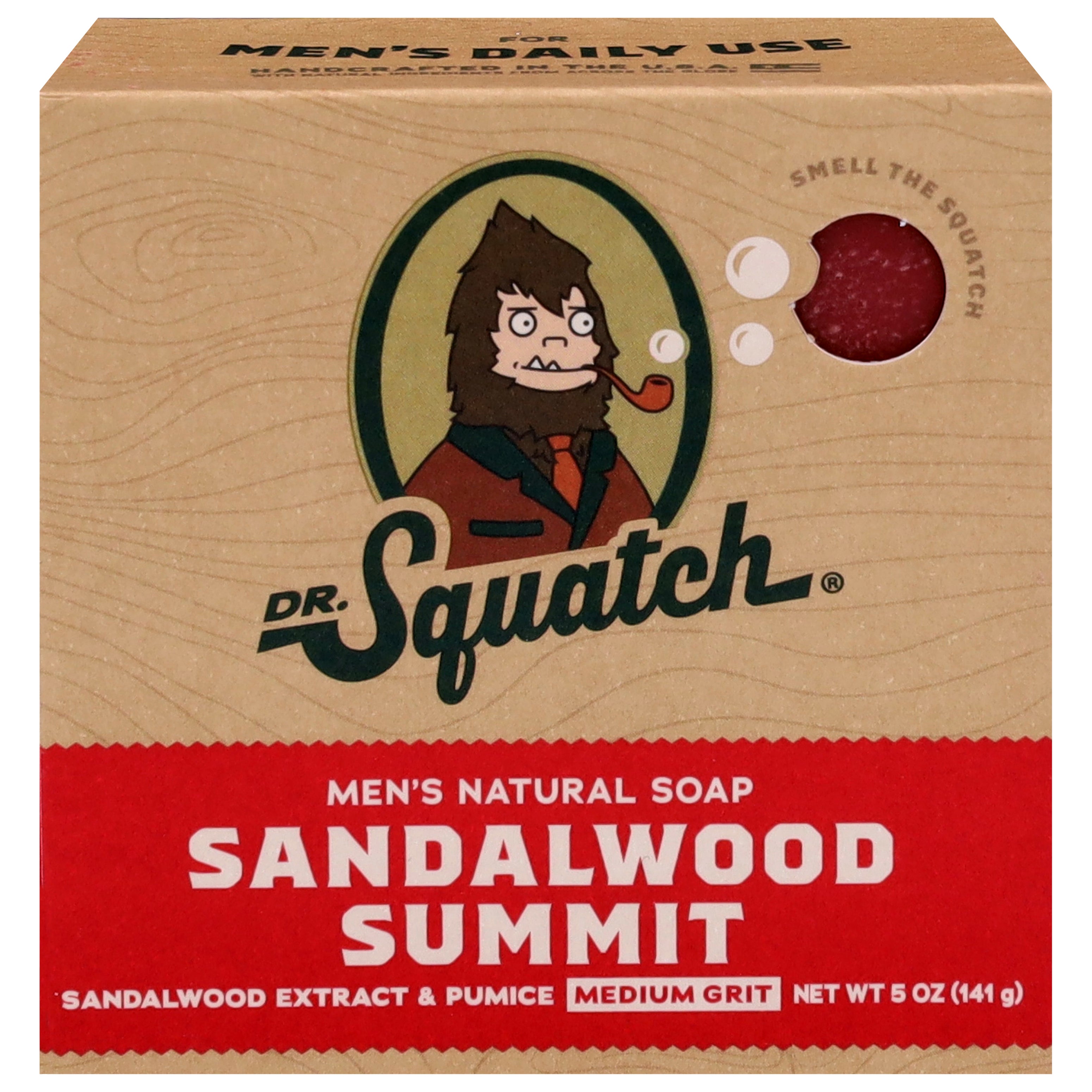 Dr. Squatch Men's Medium Grit Natural Sandalwood Summit Soap 5 oz - Case of 3