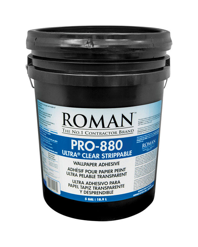 ROMAN - Roman PRO-880 Ultra Clear Strippable High Strength Starch Ultra Clear Wallpaper Adhesive 5 gal