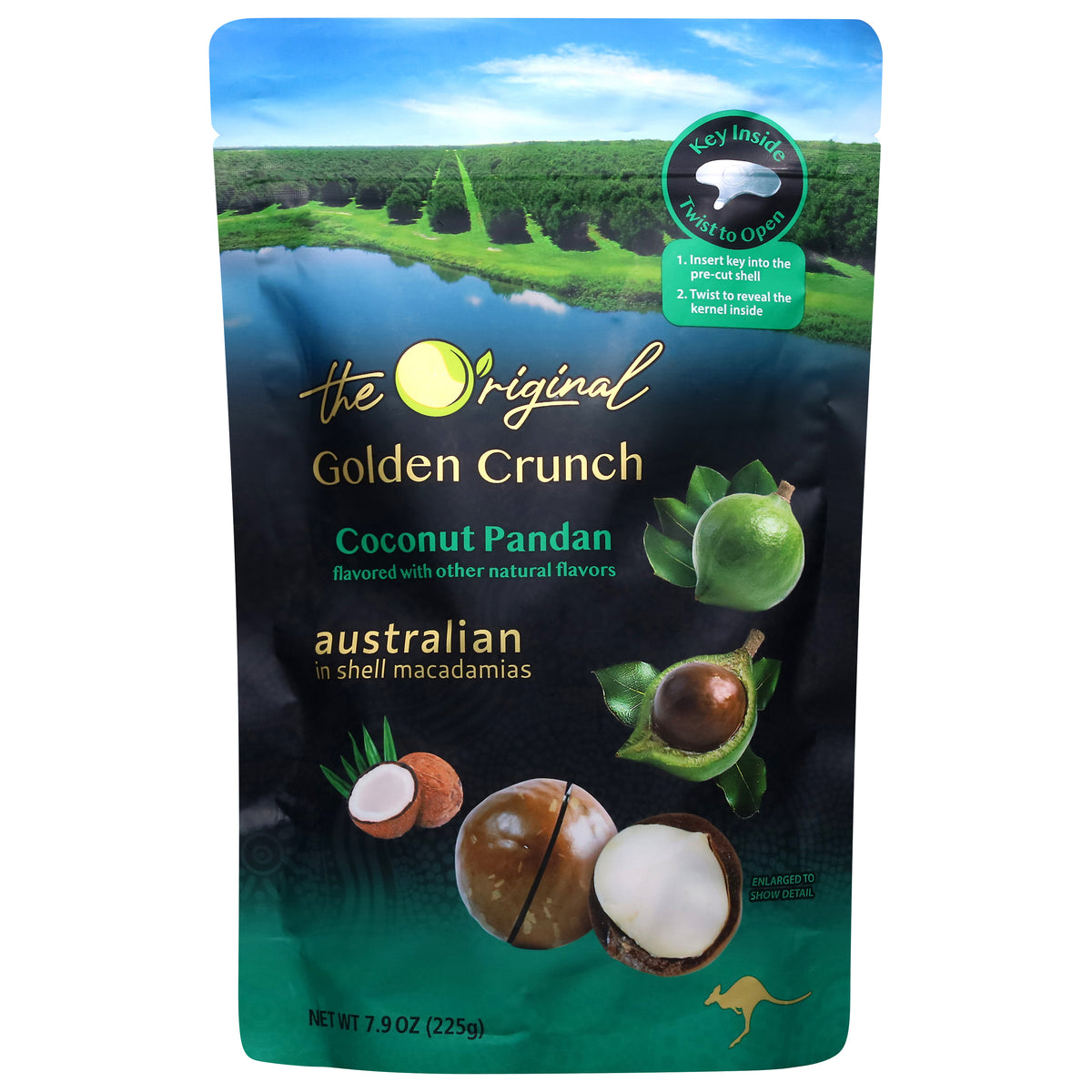 Golden Crunch Coconut Pandan Macadamias 7.9 oz - Case of 10