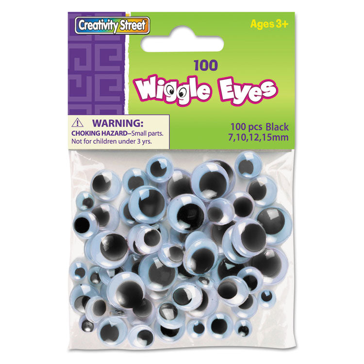 Creativity Street - Wiggle Eyes Assortment, Assorted Sizes, Black, 100/Pack