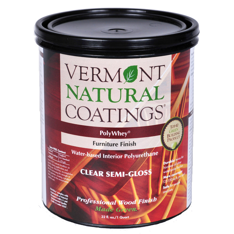 VERMONT NATURAL COATINGS - Vermont Natural Coatings PolyWhey Semi-Gloss Clear Water-Based Furniture Finish 1 qt