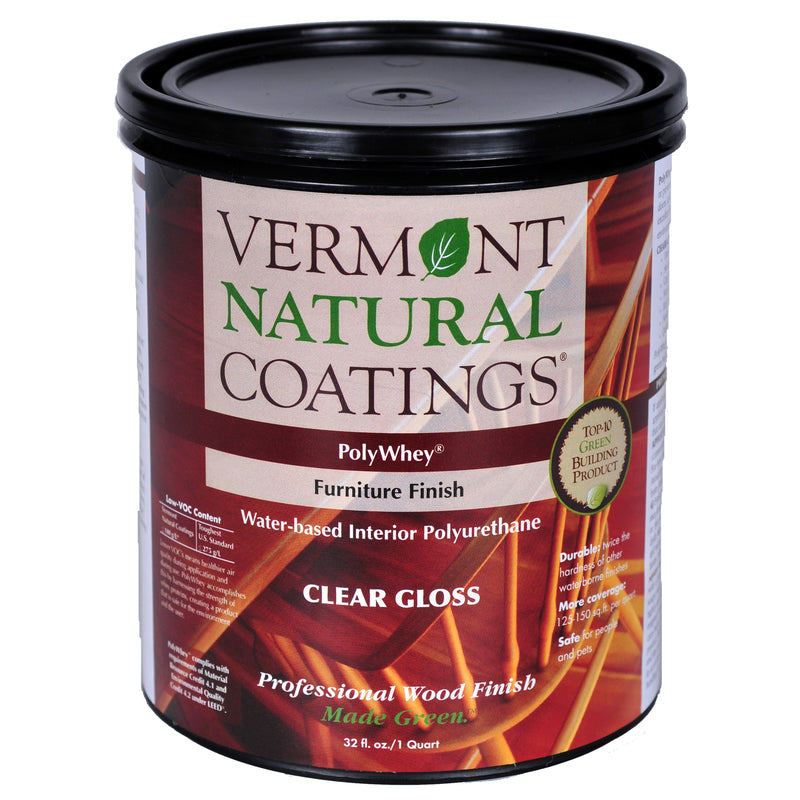 VERMONT NATURAL COATINGS - Vermont Natural Coatings PolyWhey Gloss Clear Water-Based Furniture Finish 1 qt