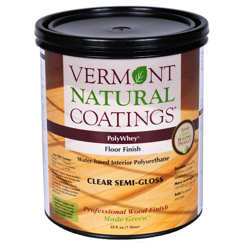 VERMONT NATURAL COATINGS - Vermont Natural Coatings PolyWhey Semi-Gloss Clear Water-Based Floor Finish 1 qt
