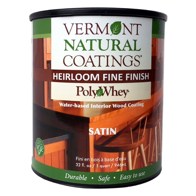 VERMONT NATURAL COATINGS - Vermont Natural Coatings PolyWhey Satin Clear Water-Based Furniture Finish 1 qt [101151]