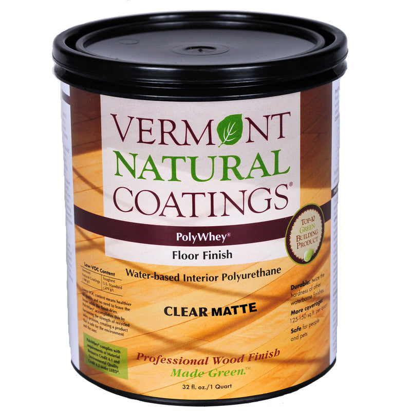 VERMONT NATURAL COATINGS - Vermont Natural Coatings PolyWhey Matte Clear Water-Based Floor Finish 1 qt - Case of 6