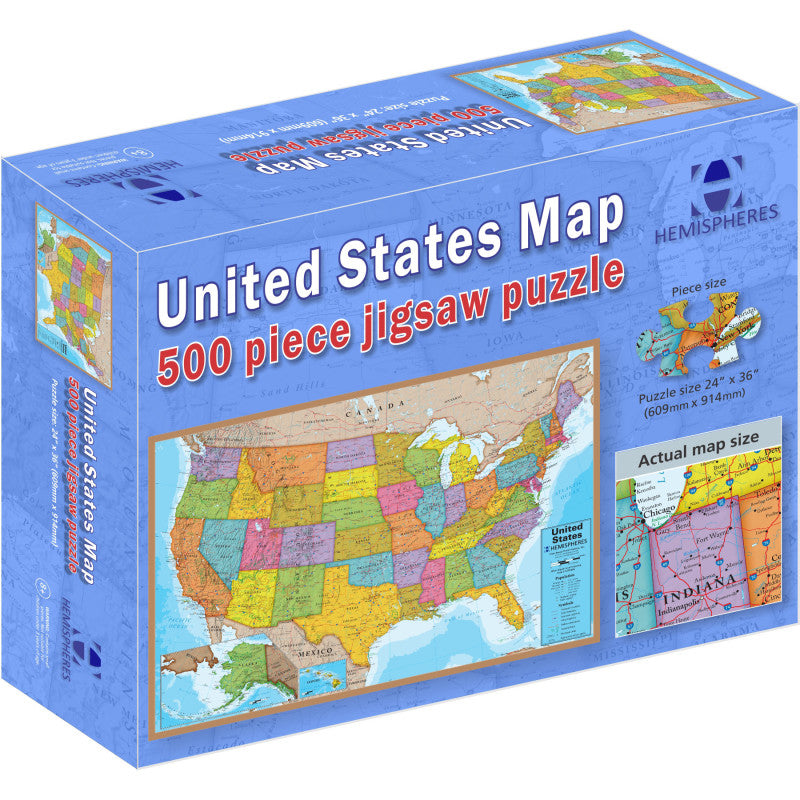 HEMISPHERES - USA Puzzle, 24" Height, 36" Width, 500 Pieces