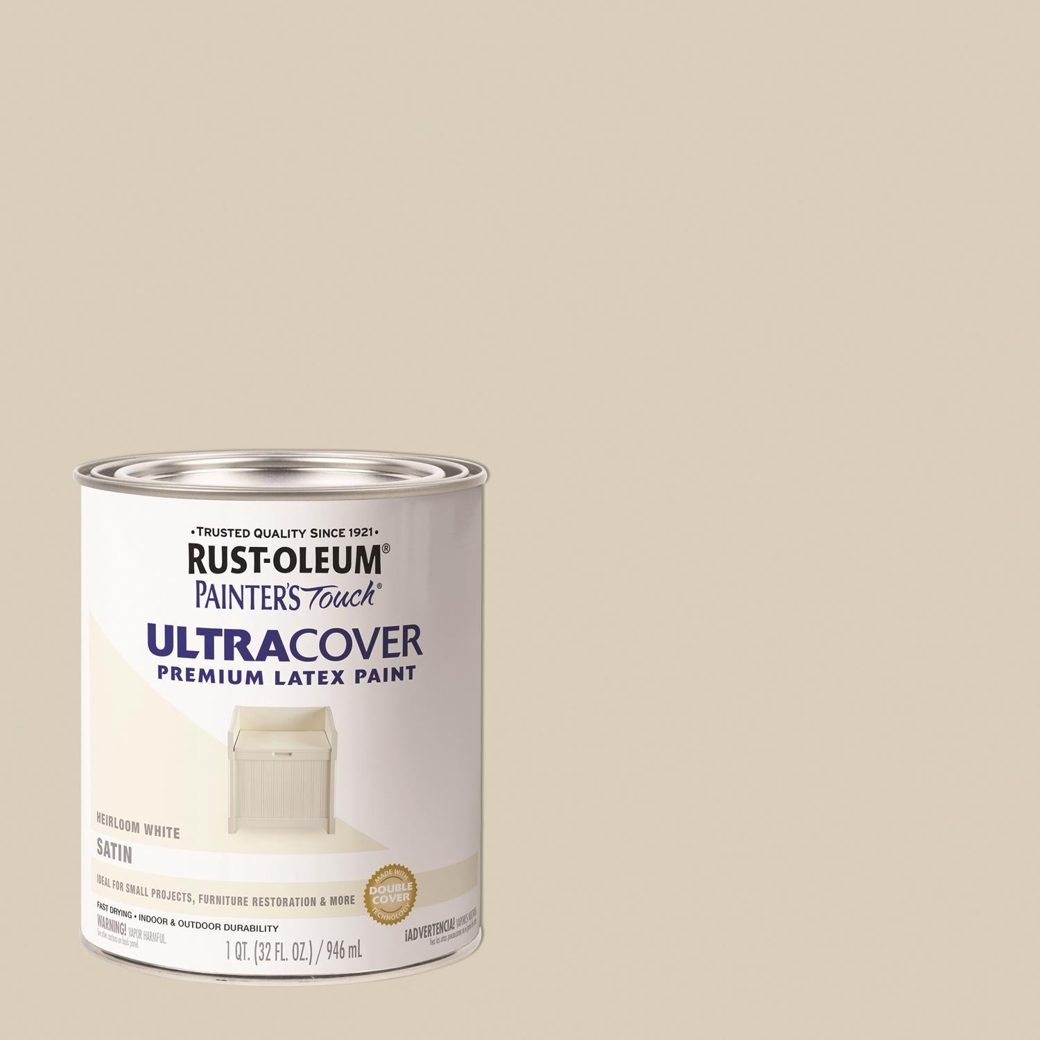 Rust-Oleum Painter's Touch Satin Heirloom White Water-Based Ultra Cover Paint Exterior and Interior - Case of 2