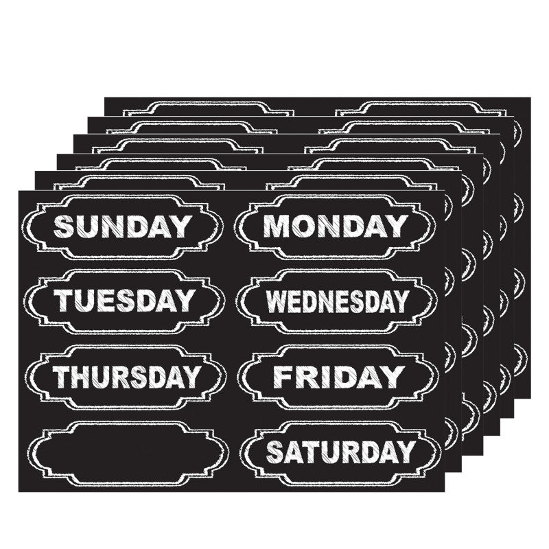 ASHLEY PRODUCTIONS - Die-Cut Chalkboard Days of the Week Magnets, 8 Per Pack, 6 Packs