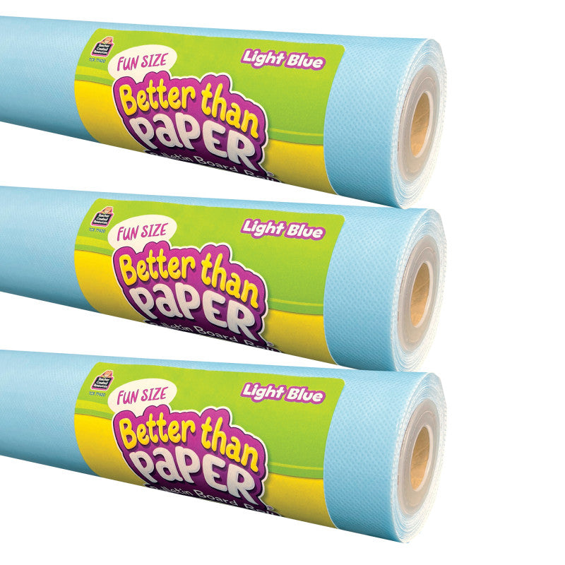 TEACHER CREATED RESOURCES - Fun Size Better Than Paper® Bulletin Board Roll, 18" x 12', Light Blue, Pack of 3