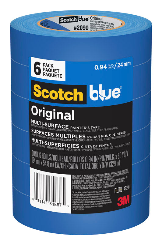 SCOTCHBLUE - ScotchBlue 0.94 in. W X 60 yd L Blue Medium Strength Original Painter's Tape 6 pk