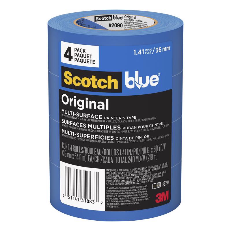 SCOTCHBLUE - ScotchBlue 1.41 in. W X 54.8 M L Blue Medium Strength Original Painter's Tape 4 pk - Case of 4