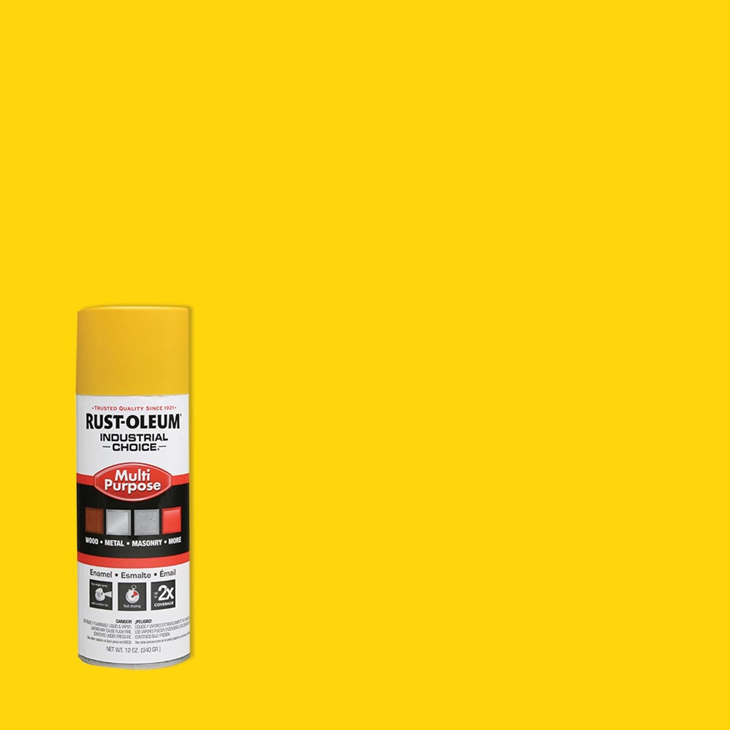 Rust-Oleum Industrial Choice OSHA Safety Yellow Multi-Purpose Enamel Spray 12 oz - Case of 6