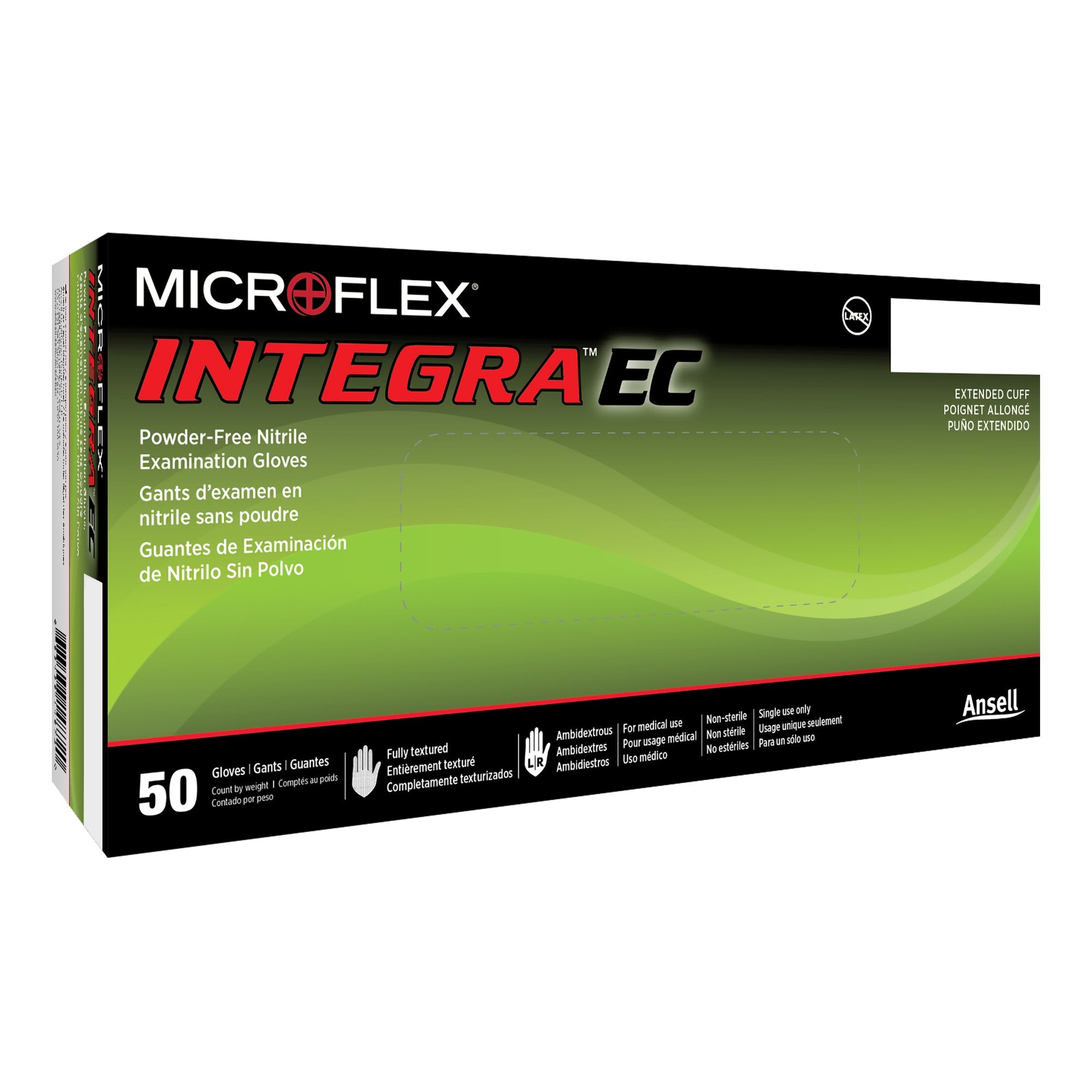Microflex Medical - Exam Glove Integra® EC Large NonSterile Nitrile Extended Cuff Length Fully Textured Blue Not Rated [500/CS]