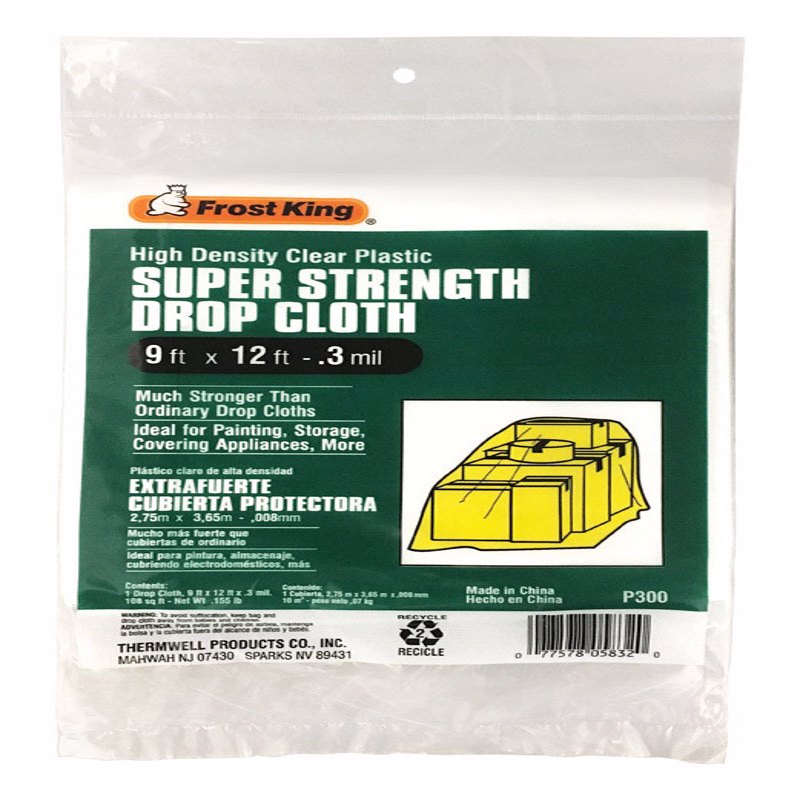 THERMWELL PRODUCTS CO INC - Frost King 9 ft. W X 12 ft. L X 0.3 mil Plastic Drop Cloth 1 pk - Case of 48