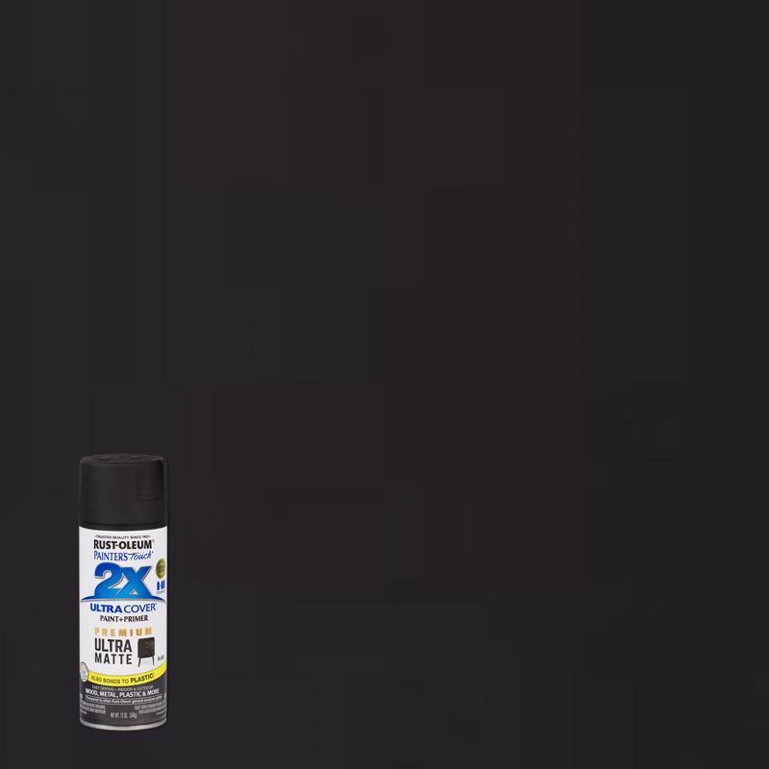 Rust-Oleum Painter's Touch 2X Ultra Cover Ultra Matte Black Paint+Primer Spray Paint 12 oz - Case of 6
