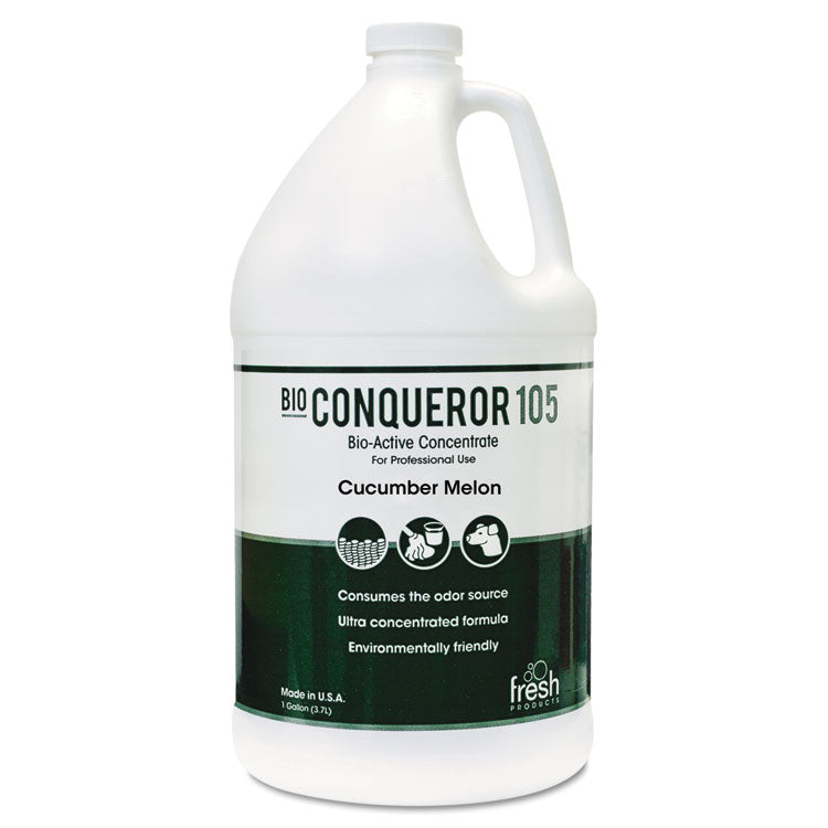 Fresh Products - Bio Conqueror 105 Enzymatic Odor Counteractant Concentrate, Cucumber Melon, 1 gal Bottle, 4/Carton