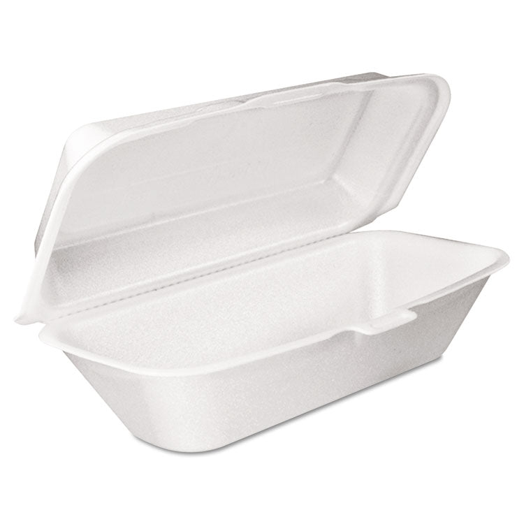 Dart - Foam Hinged Lid Container, Hoagie Container with Removable Lid, 5.3 x 9.8 x 3.3, White, 125/Bag, 4 Bags/Carton