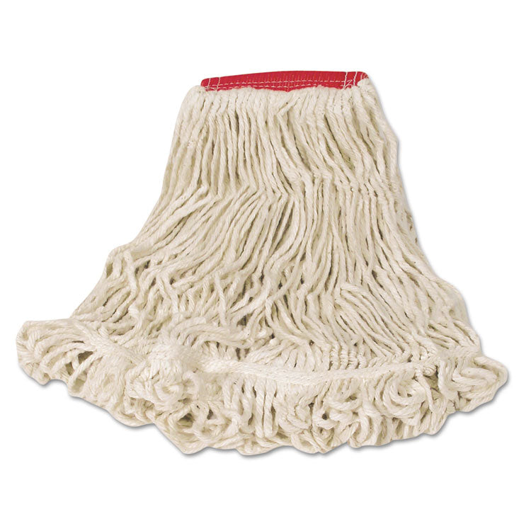 Rubbermaid Commercial - Super Stitch Looped-End Wet Mop Head, Cotton/Synthetic, Large Size, Red/White