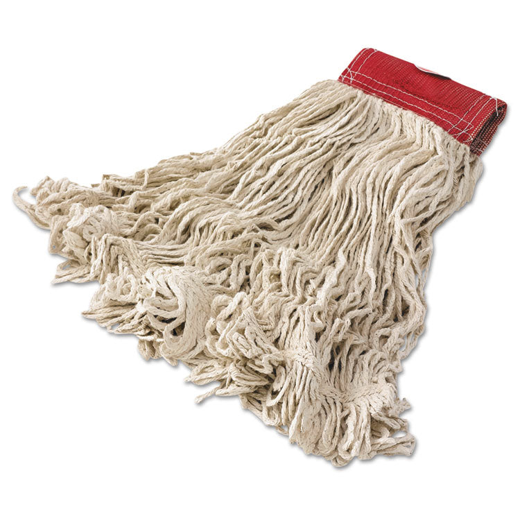 Rubbermaid Commercial - Super Stitch Cotton Looped End Wet Mop Head, Large, 5" Red Headband