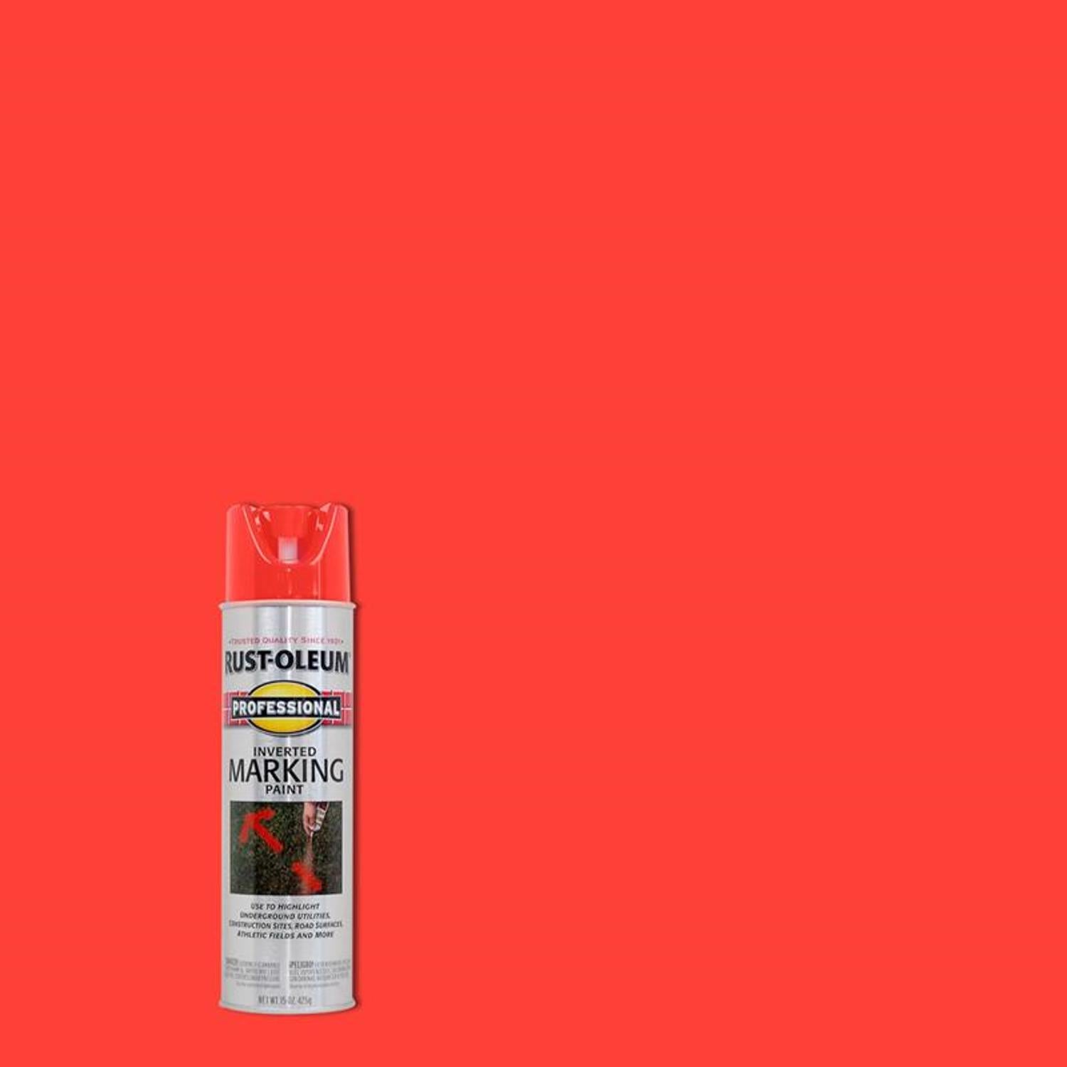 Rust-Oleum Professional Fluorescent Red-Orange Inverted Marking Paint 15 oz - Case of 6