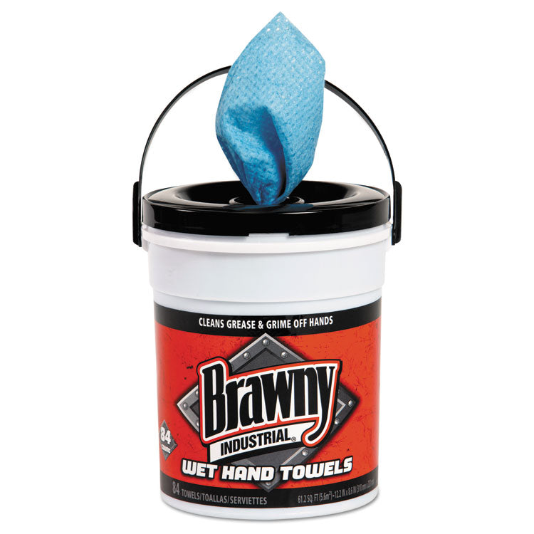 Brawny Professional - Wet Hand Towels, 1-Ply, 8.6 x 12.2, Fresh Scent, Blue, 84/Pail, 6/Carton