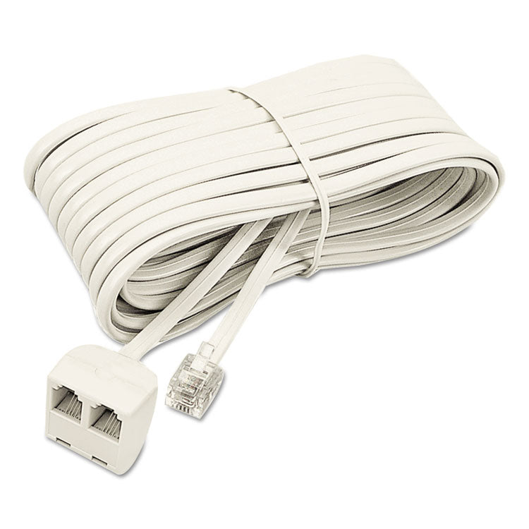 Softalk - Telephone Extension Cord, Plug/Dual Jack, 25 ft, Ivory