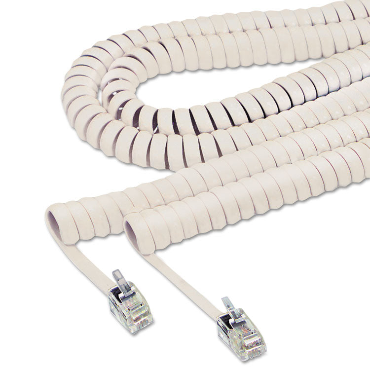 Softalk - Coiled Phone Cord, Plug/Plug, 25 ft, Ivory