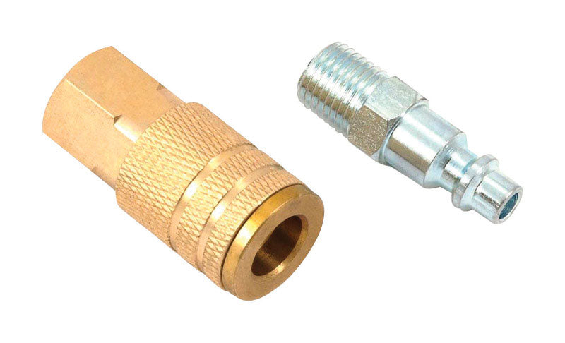 FORNEY - Forney Brass/Steel Air Coupler and Plug Set 1/4 in. Male/Female X 1/4 in. 2 pc