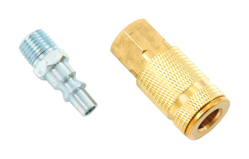FORNEY - Forney Brass/Steel Air Coupler and Plug Set 1/4 in. 1/4 in. 2 pc [75522]