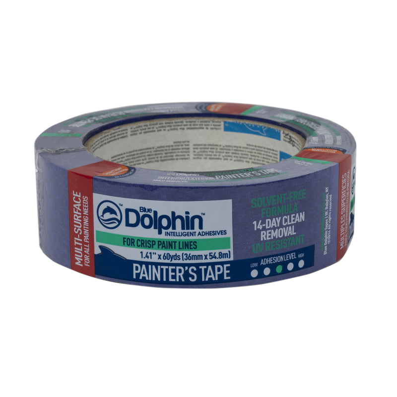 BLUE DOLPHIN - Blue Dolphin 1.41 in. W X 60 yd L Blue Medium Strength Painter's Tape 1 pk