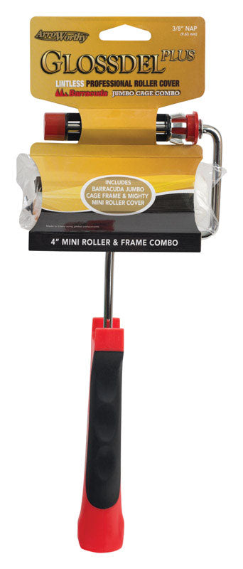 ARROWORTHY - ArroWorthy Glossdel Plus 4 in. W Jumbo Mini Paint Roller Frame and Cover Threaded End