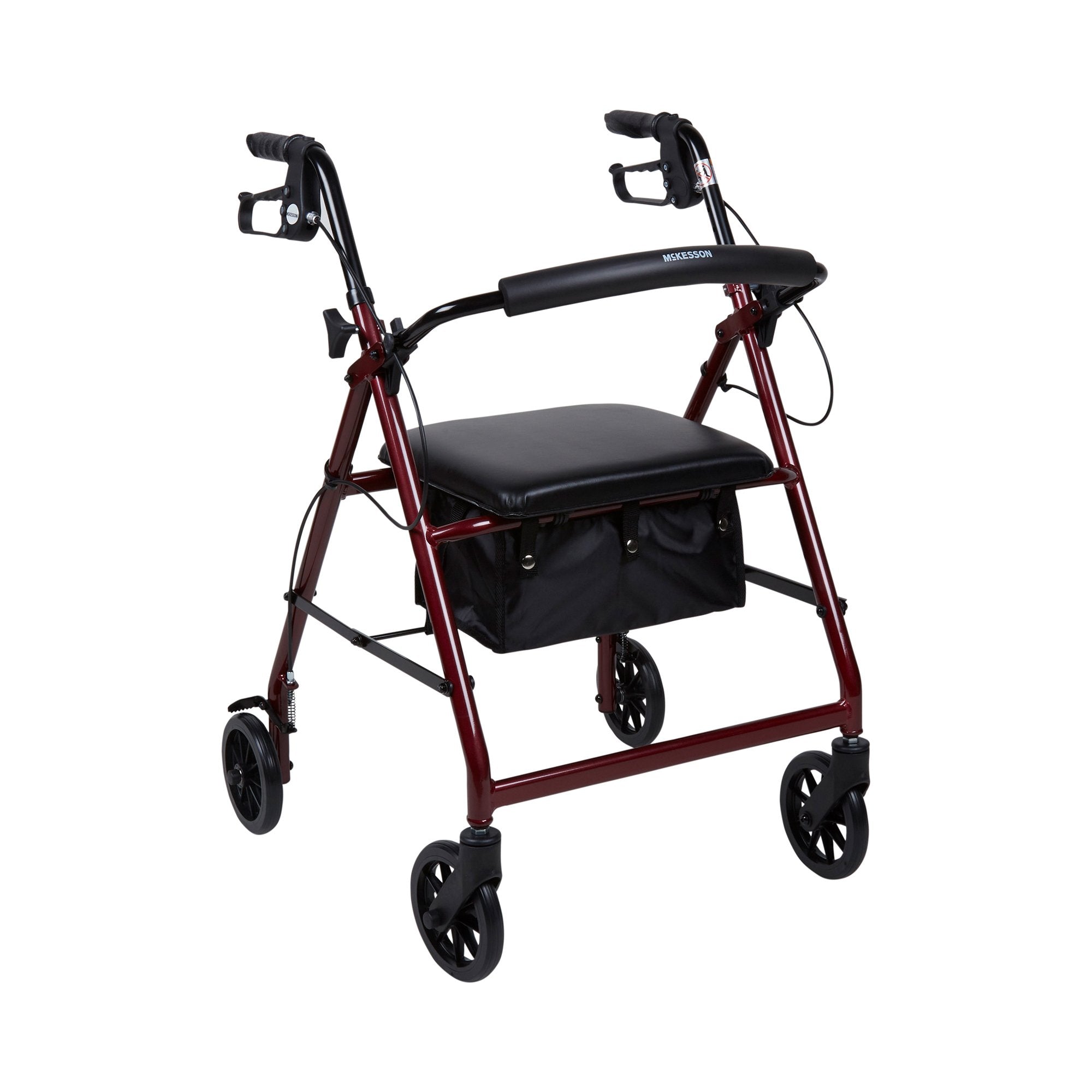 McKesson Brand - 4 Wheel Rollator McKesson Red Adjustable Height / Folding Aluminum Frame [1/EA] (1065263_EA)
