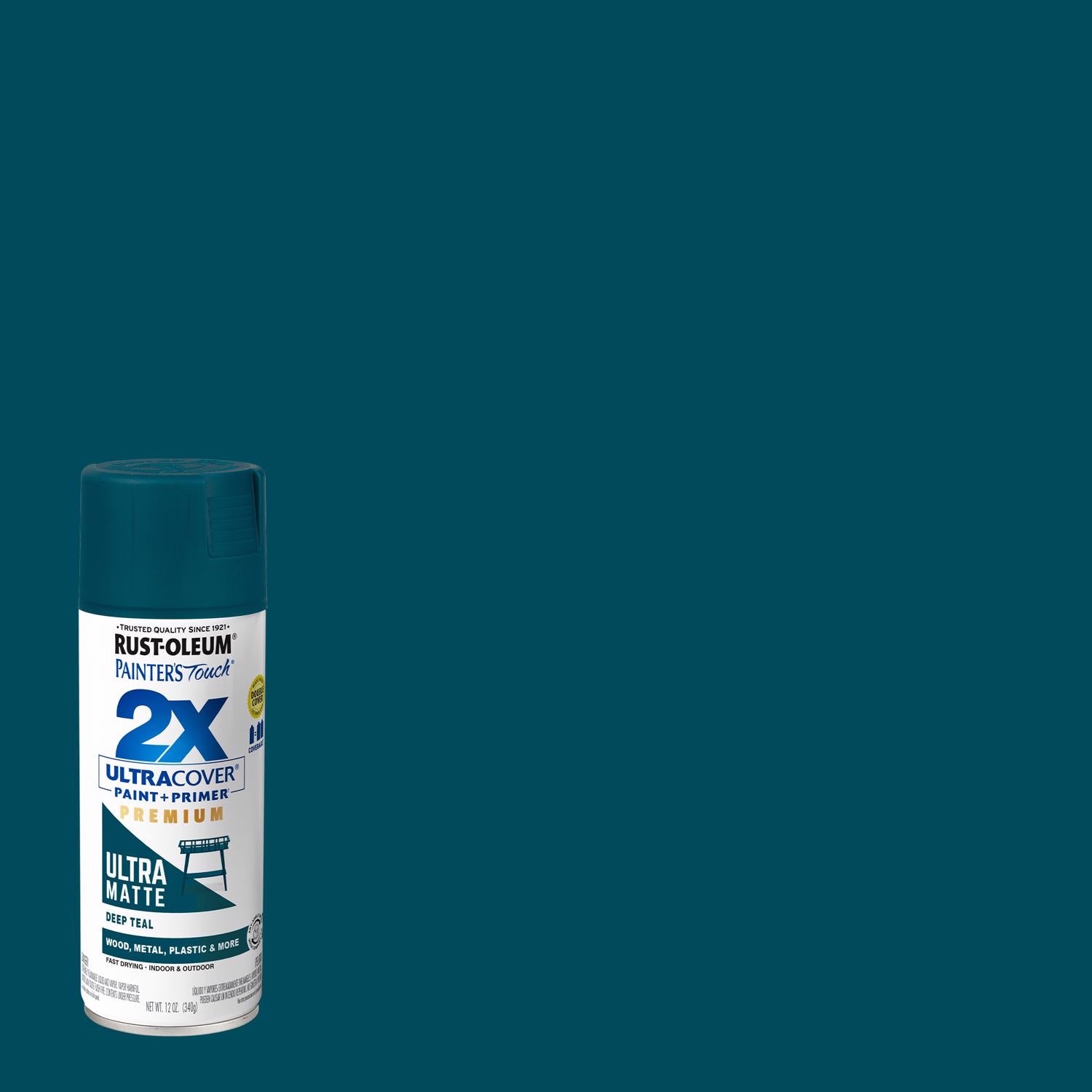 Rust-Oleum Painter's Touch 2X Ultra Cover Ultra Matte Deep Teal Paint+Primer Spray Paint 12 oz - Case of 6