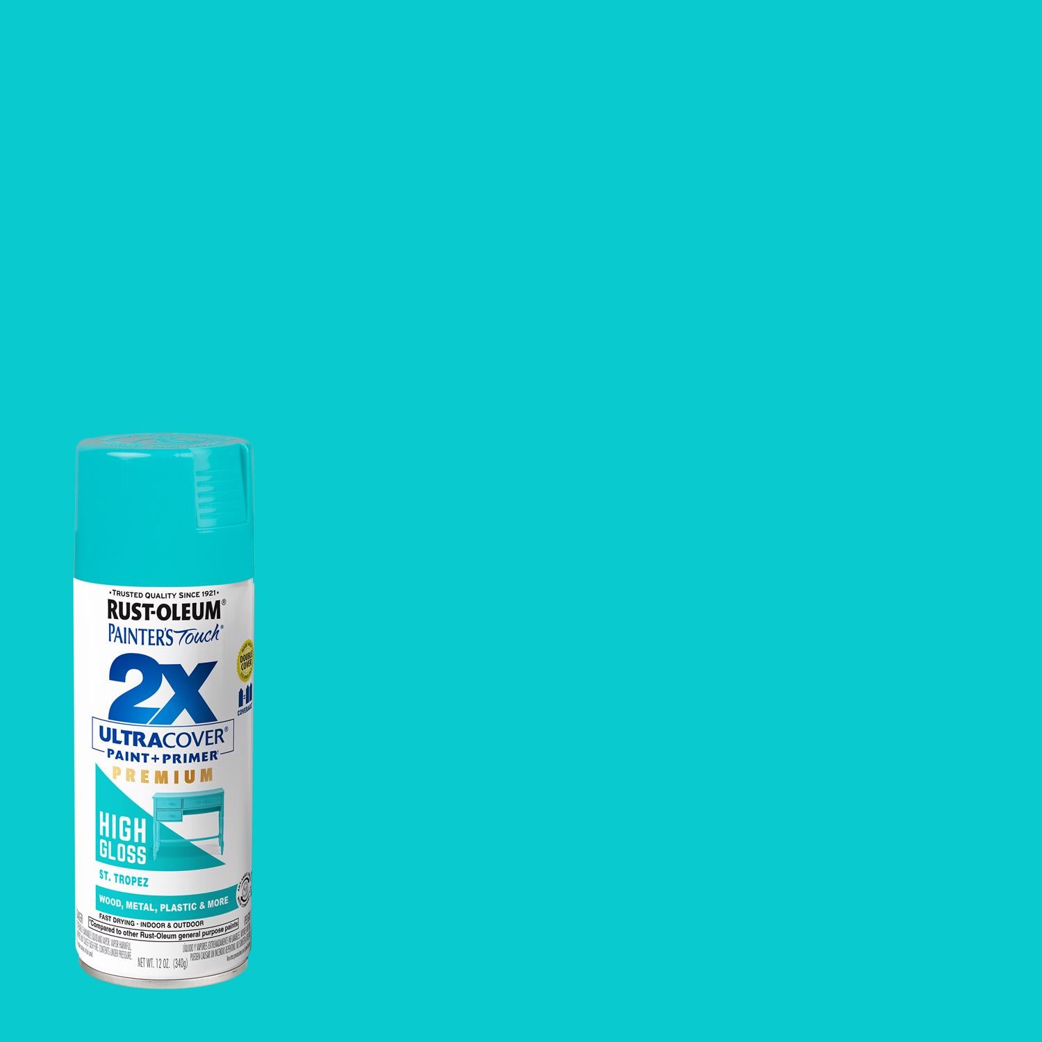 Rust-Oleum Painter's Touch 2X Ultra Cover High-Gloss St Tropez Paint+Primer Spray Paint 12 oz - Case of 6