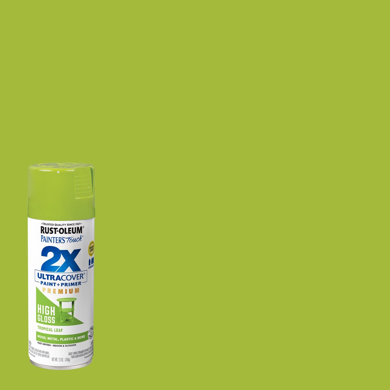Rust-Oleum Painter's Touch 2X Ultra Cover High-Gloss Tropical Leaf Paint+Primer Spray Paint 12 oz - Case of 6