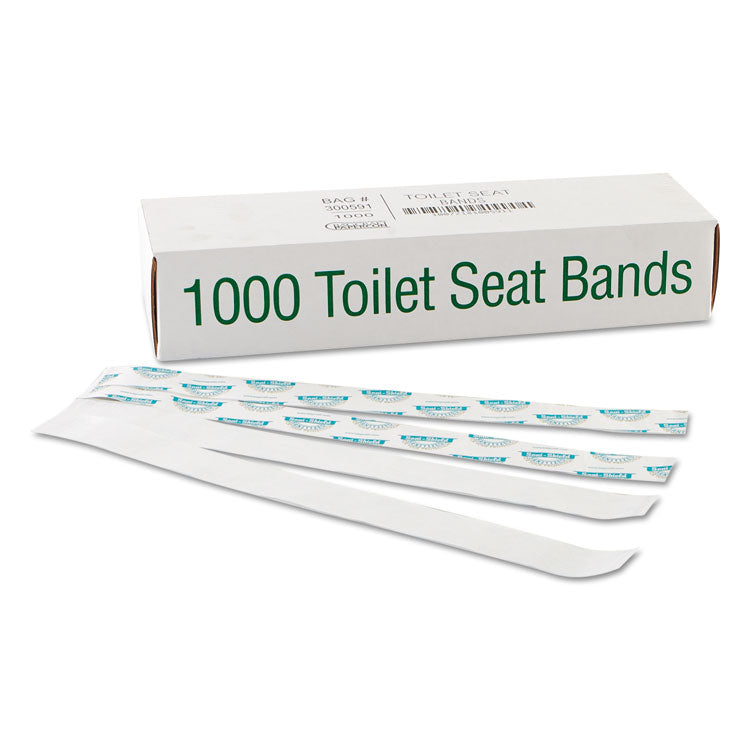 Bagcraft - Sani/Shield Printed Toilet Seat Band, 16 x 1.5, Deep Blue/White, 1,000/Carton