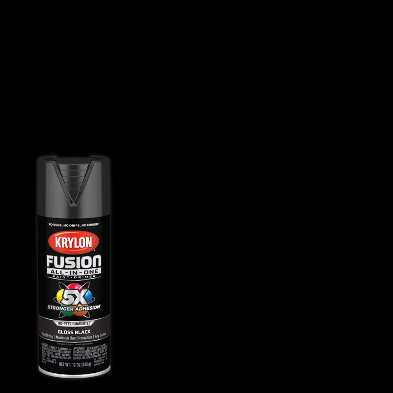 KRYLON - Krylon Fusion All-In-One Gloss Black Paint+Primer Spray Paint 12 oz - Case of 6