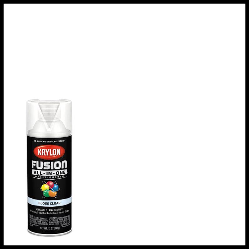 KRYLON - Krylon Fusion All-In-One Gloss Clear Paint+Primer Spray Paint 12 oz - Case of 6